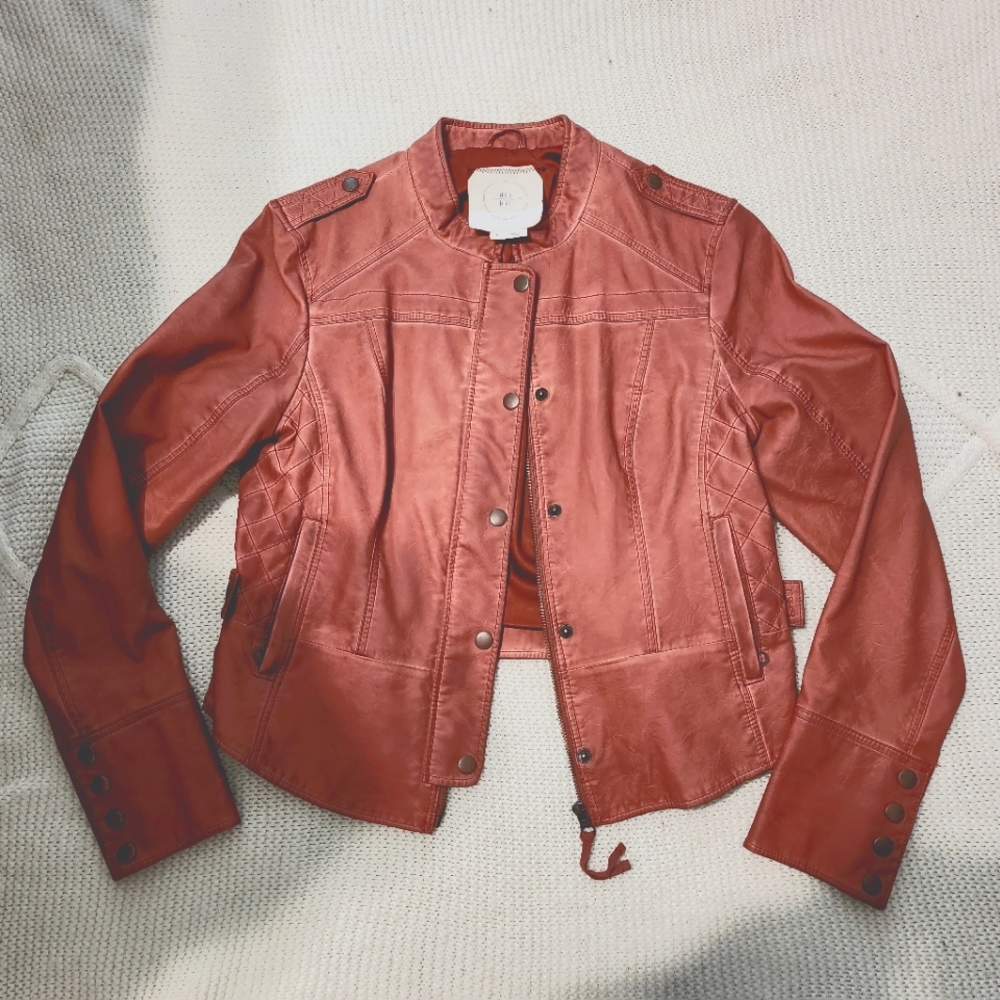 Anthropologie Hei Hei Pink Vegan Leather Jacket
